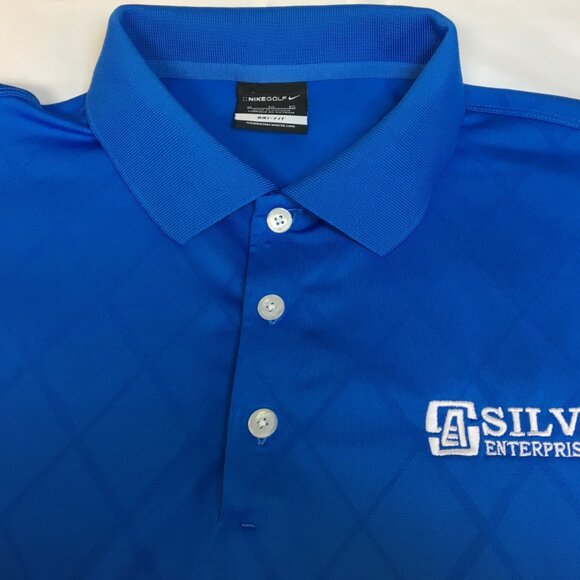 NIKE GOLF POLO SHIRT -XL BLUE SILVEY ENT. - DIAMOND DRI-FIT STRETCH PERFORMANCE - Picture 5 of 12